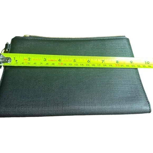 Dagne Dover Clutch Black Gold-Tone Hardware with Wrist Strap large wristlet - Picture 9 of 10